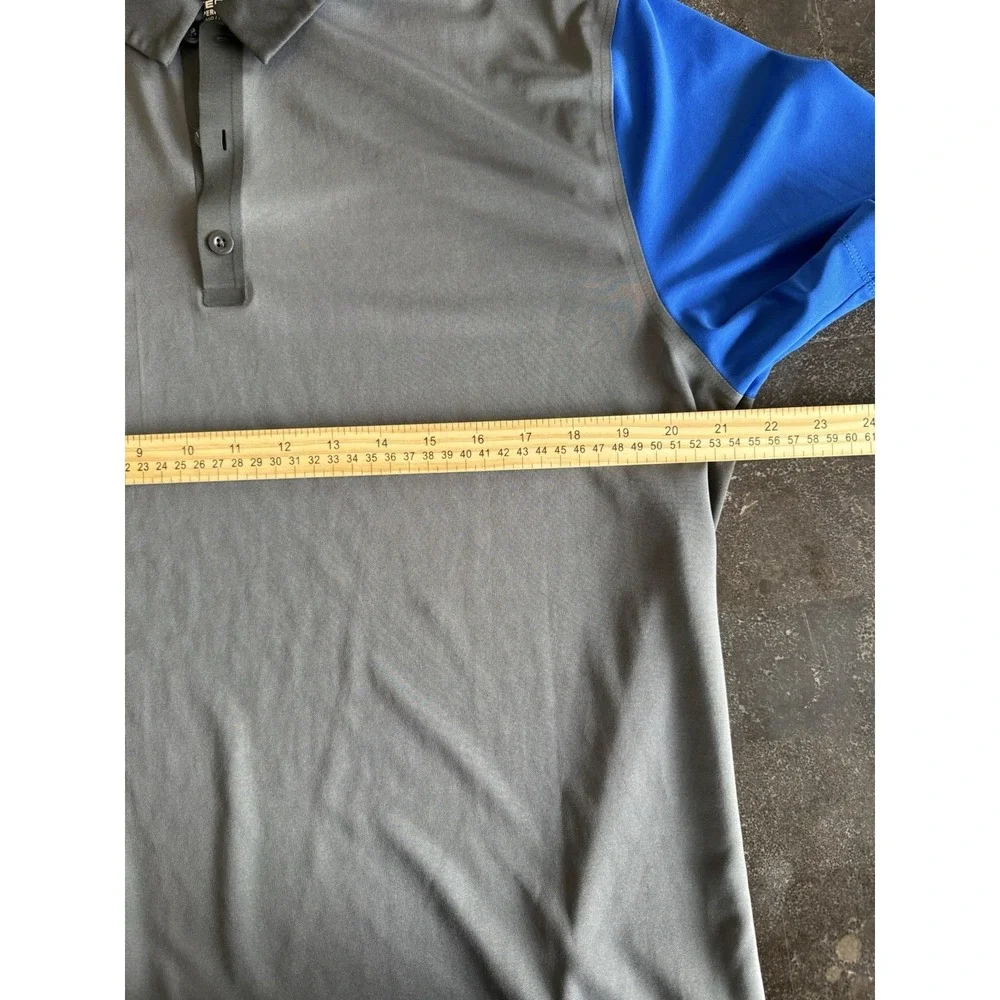 Nike Golf Tour Performance Dri-FIT Polo Shirt Gray Blue Mens Large Zipper Pocket